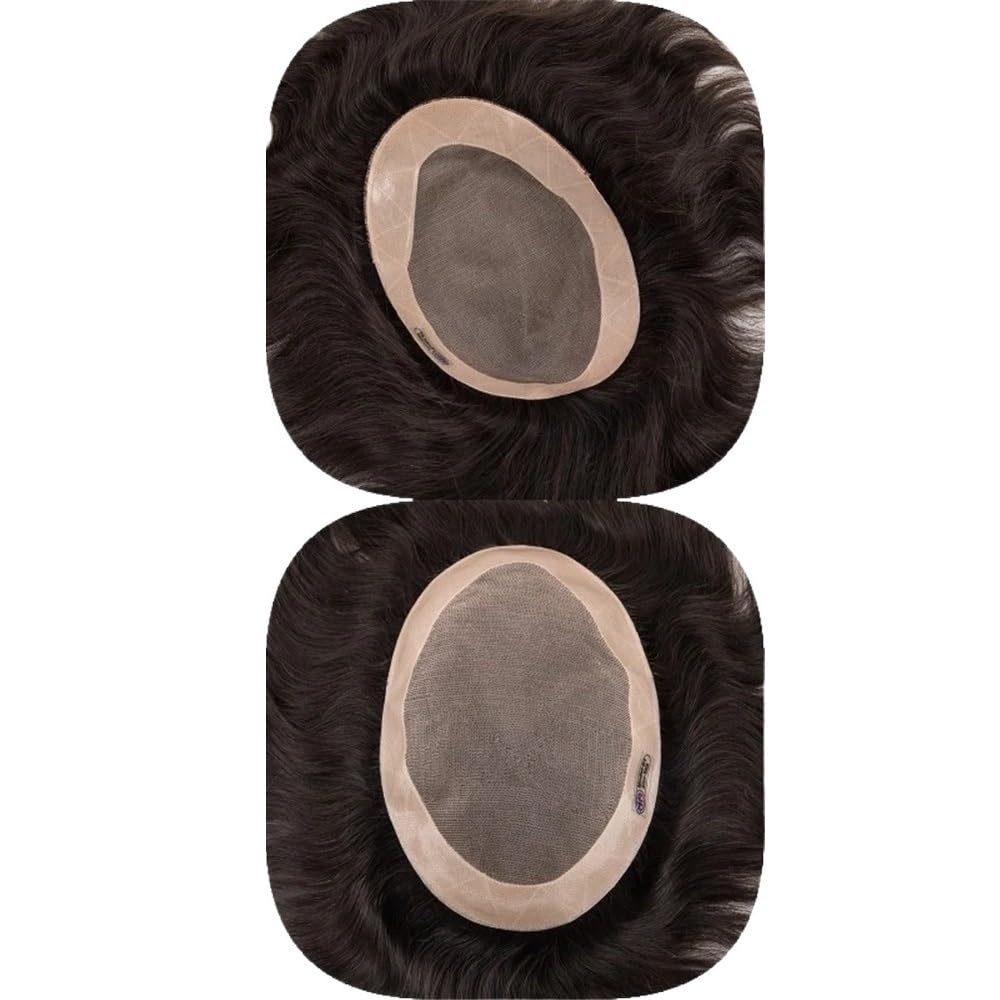 Tupet z prawdziwych włosów dla mężczyzn i mężczyzn, peruka z ludzkich włosów, 130 Density Natural Hairline Mono Base Man Hairpiece Replacement System Unit Wigs, męski tupet, ciemnobrązowy