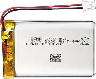 EEMB Lithium Polymer Battery 3.7V 2000mAh 103454 Lipo Rechargeable Battery Pack with Wire JST Connector for Speaker and Wireless Device- Confirm Device & Connector Polarity Before Purchase