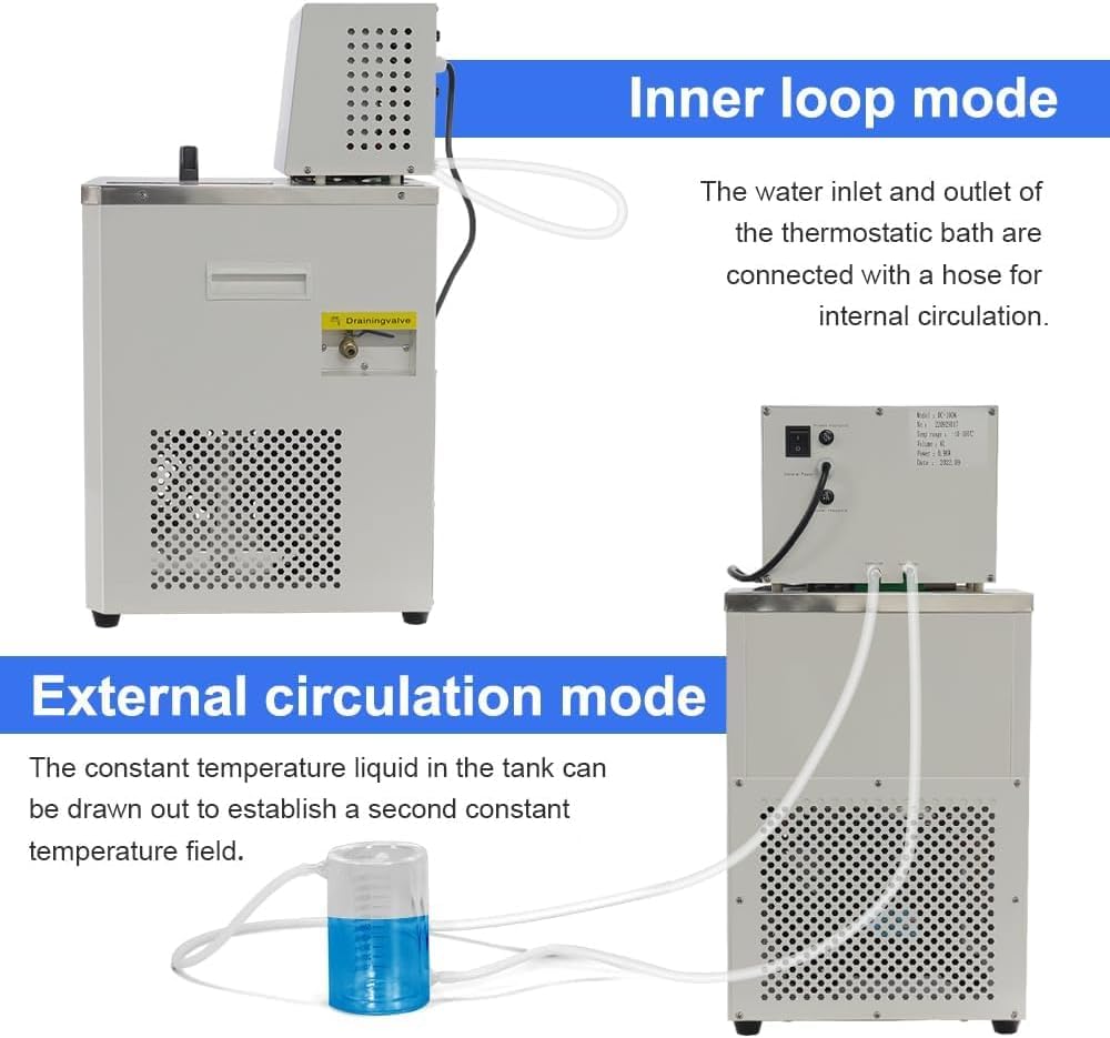 Circuito refrigerante de Laboratorio 6L, baño termostático de recirculación con Control de Temperatura PID (±0.05℃), Acero Inoxidable SUS304 para Aplicaciones químicas, biológicas y farmacéuticas