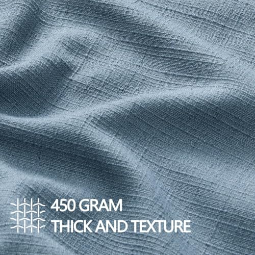 Image of MIULEE Euro Sham Pillow Covers for Bed 24x24, 2 Pack Blue Thick & Textured Decorative Throw Pillow Covers, Neutral Linen Cushion Cases, Modern Farmhouse Home Decor, No Filling