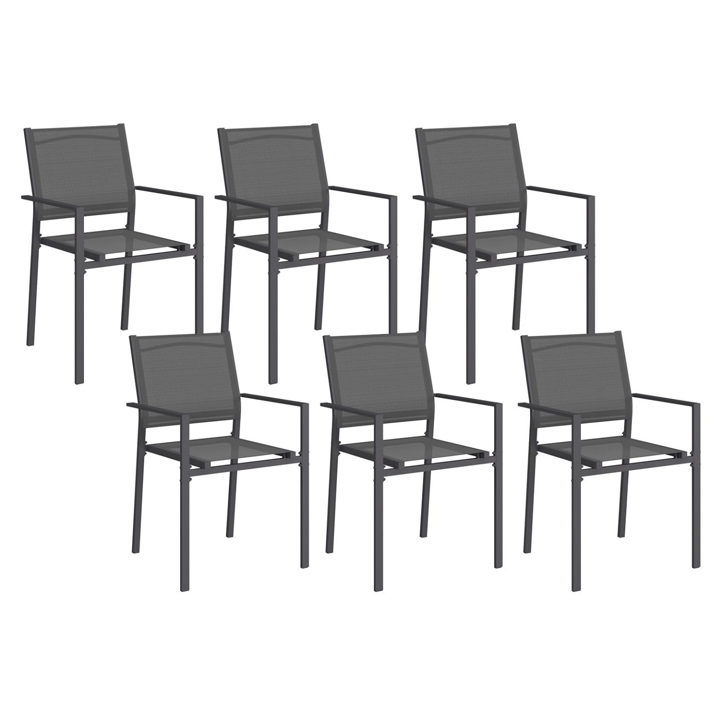 IDMarket - Lot de 6 chaises de Jardin Olbia empilables Gris Anthracite