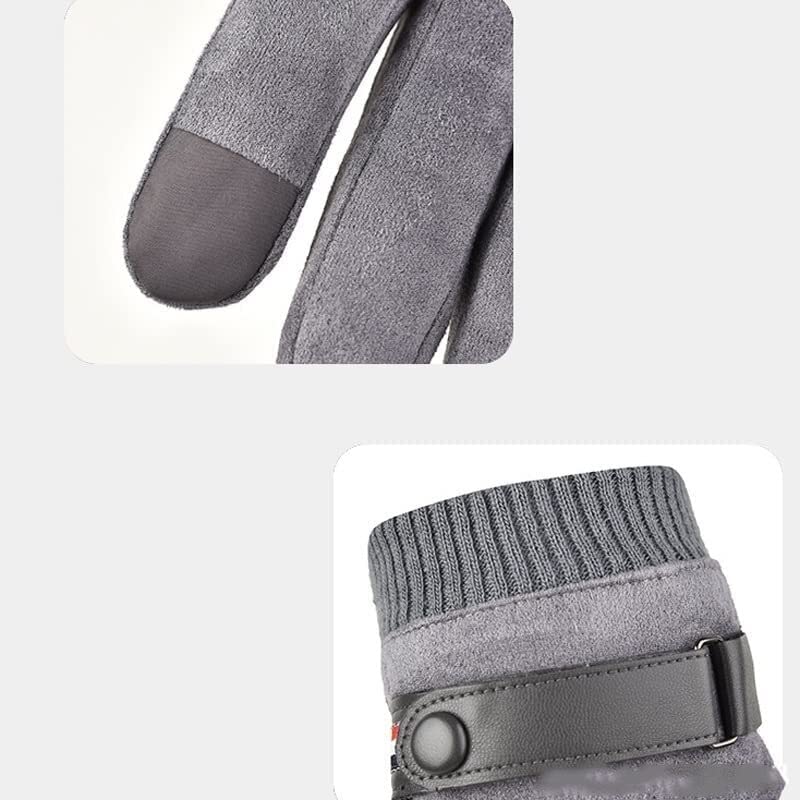 Guantes de equitación para hombre, piel de terciopelo, pantalla táctil, más terciopelo, gruesos, otoño e invierno, cálidos, para conducir, deportes al aire libre