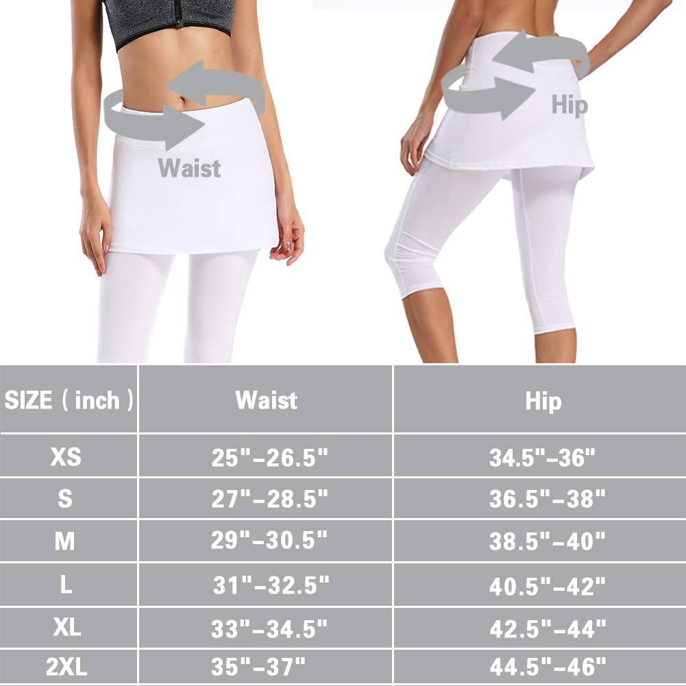 Ibeauti Leggings Capri da donna, UPF 50+, con gonna, per yoga, golf, tennis, con gonna, per corsa, allenamento attivo