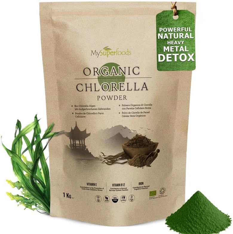 Chlorella Powder | Organic | 1Kg | Cracked Cell Wall | Energy & Natural Detox | High in Vitamin A, B12 & Iron | MySuperfoods