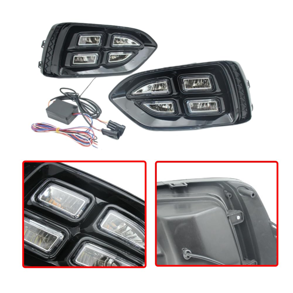 Riloer Luces diurnas LED color ámbar y blanco, faros antiniebla DRL, resistentes al agua, compatible con Hyundai Accent 2017-2018.