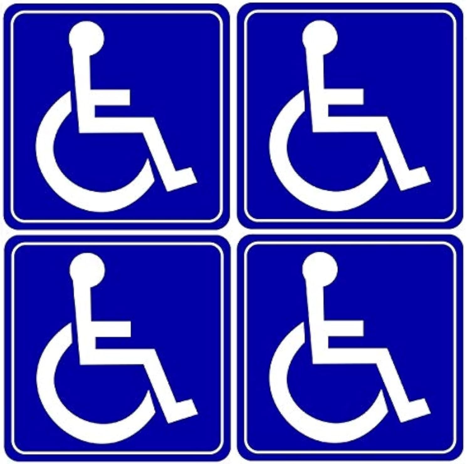 Disabled Handicap Wheelchair Symbol Blue Set of 4 - Handicapped - Window Bumper Laptop Stickers