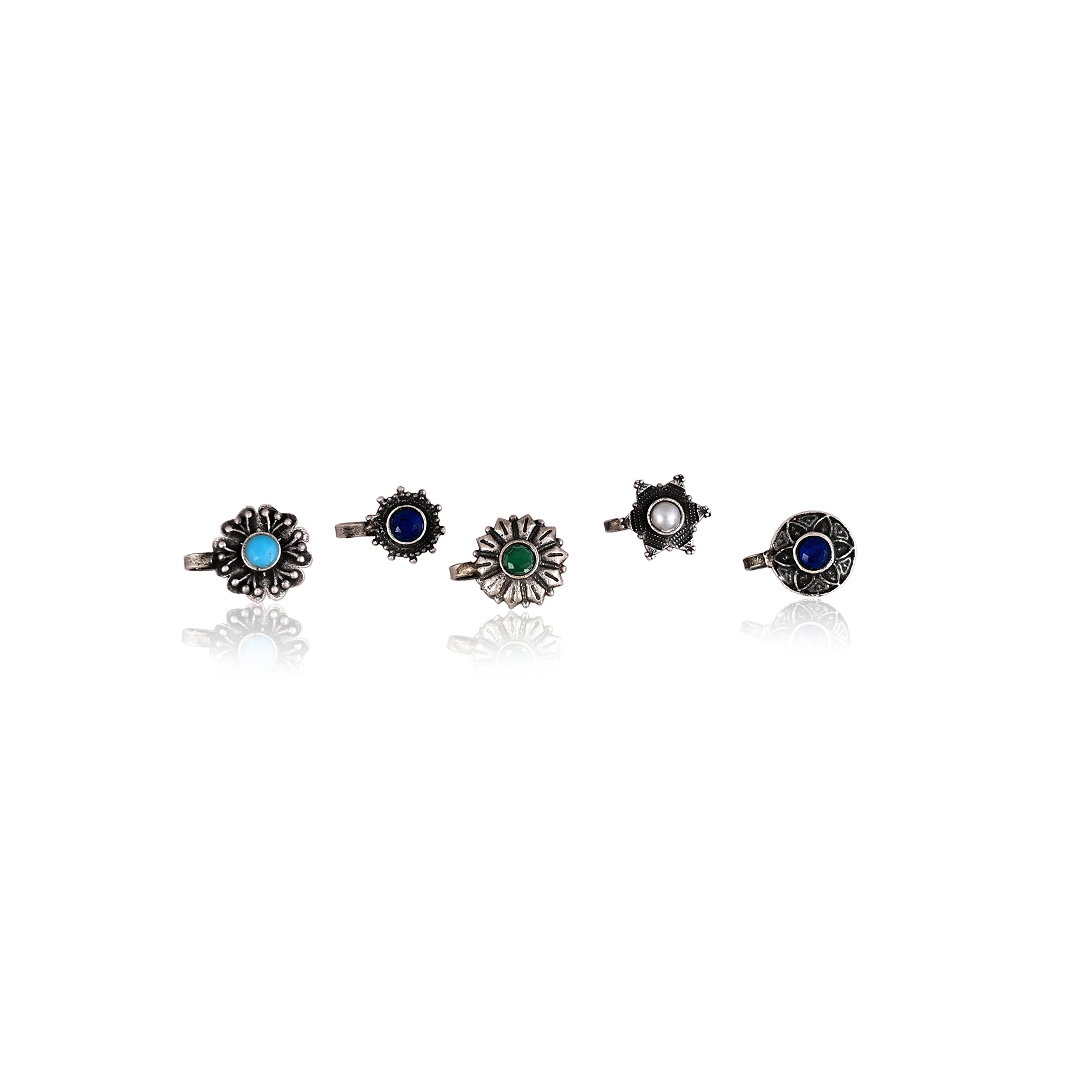 Tanusha Jewels Oxidised Clip-On Nosepin Set for womens and girls || Pack of 5(Multi) (B0BQJMB7KG) Amazon Price History, Amazon Price Tracker