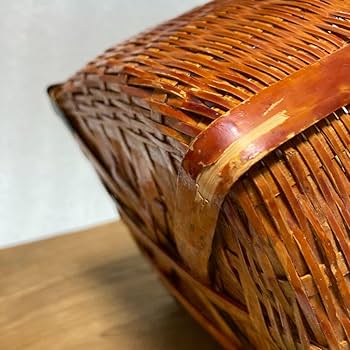 Amazon.co.jp: アンティーク 竹製魚篭 ビク 竹花籠 竹細工 華道