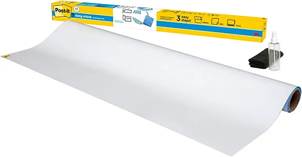 Post-it Easy Erase Permanent Marker Whiteboard Surface, Permanent Marker Wipes Away with Water, 6 ft x 4 ft, White Dry Erase Whiteboard Film (EE6x4)