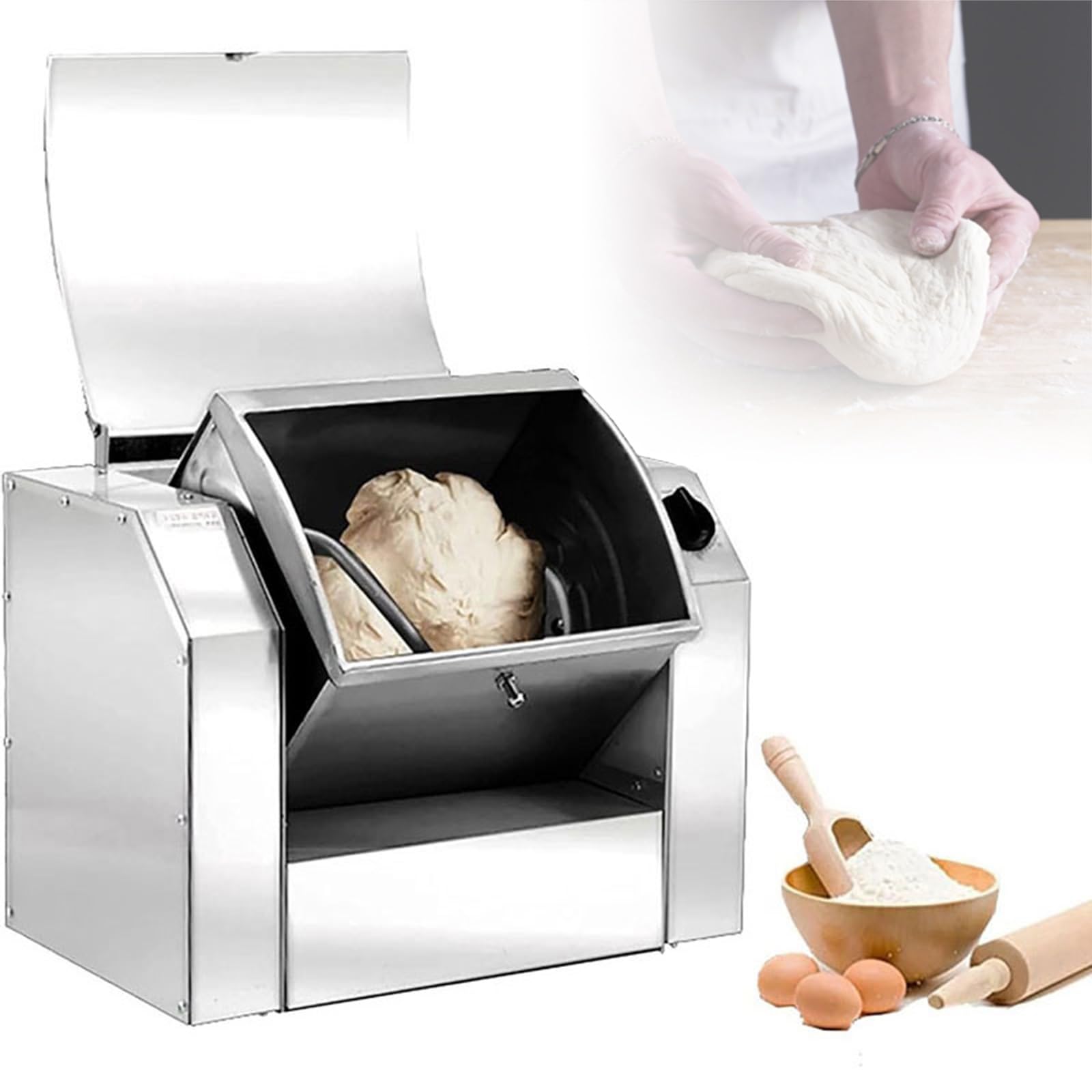 1500W Pétrin À Pâte - Grande Capacité 3/5/8Kg, Pétrin Électrique, Pétrin En Acier Inoxydable Avec Minuterie, Pour La Cuisson De Pâtes À Pain Et À Pizza(5kg)