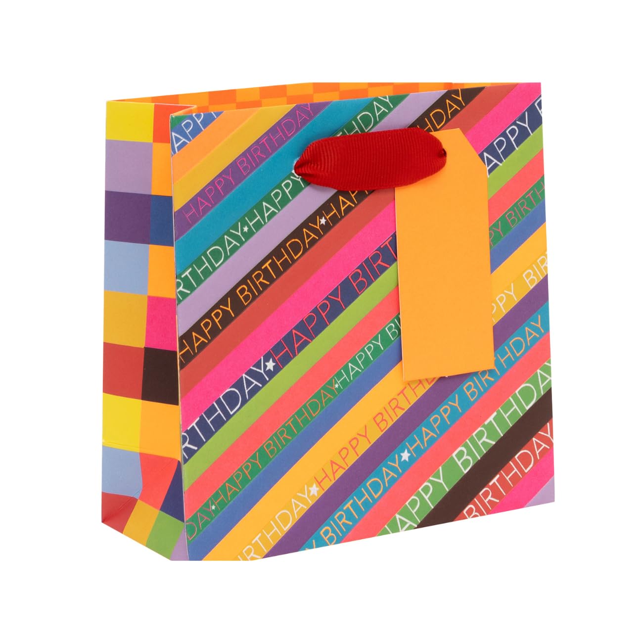 Glick Small Happy Birthday Colourful Gift Bag, Luxury Recyclable Bag for Special Tiny Gifts, 14 x 14 x 6 cm, Multi-Coloured โ image 1