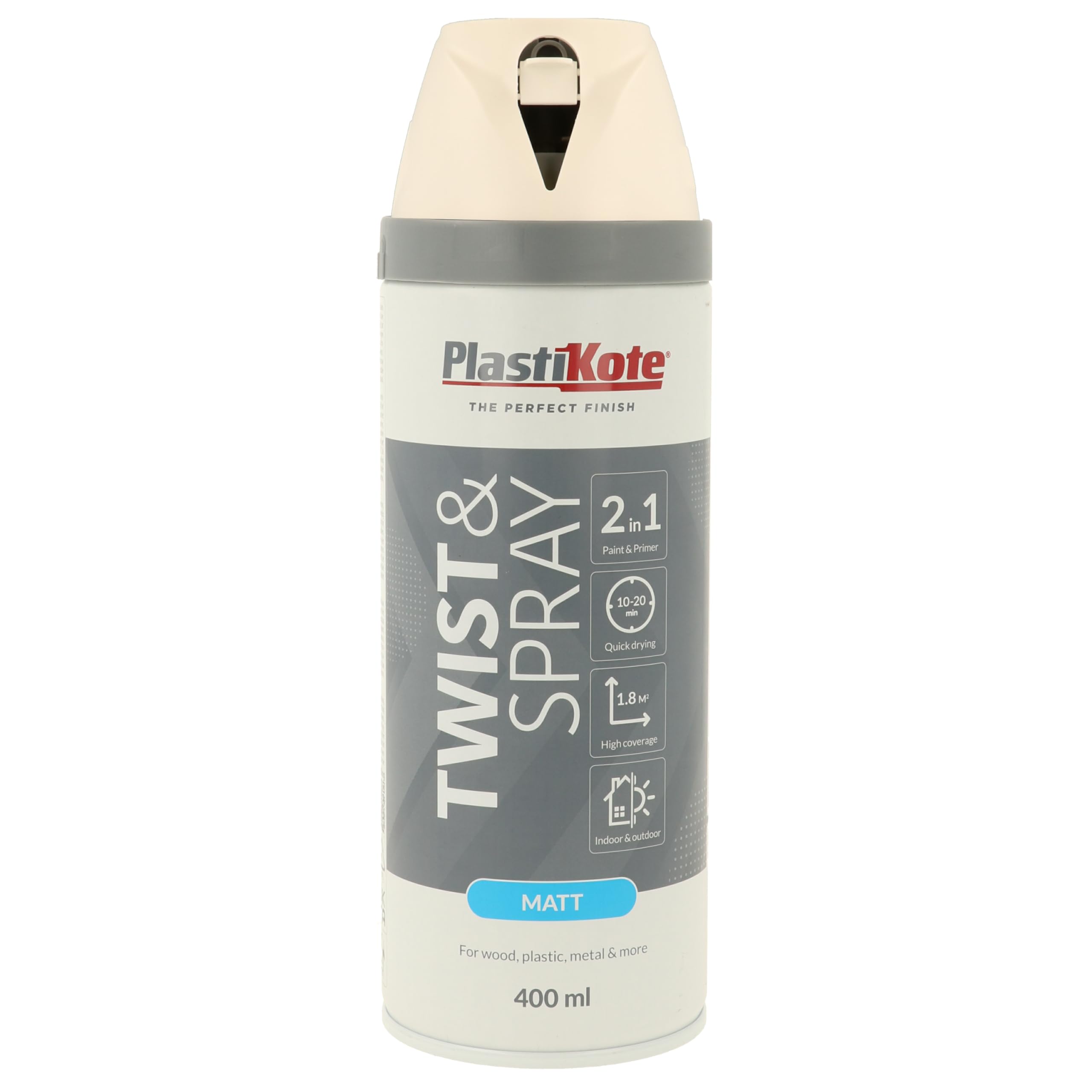 Plastikote White Premium Satin Aerosol Spray Paint