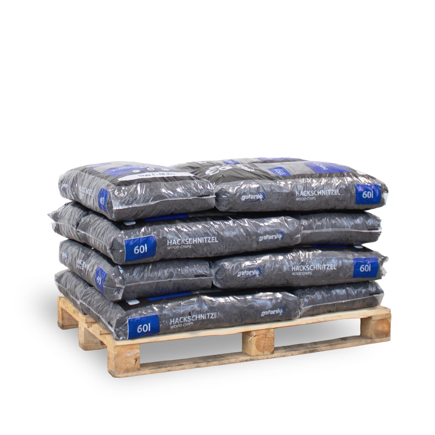 GALAMIO Holzhackschnitzel Grau Kiefer 5-60 mm- 720L (12 x 60L) - Farbiger, natürlicher Unkrautschutz