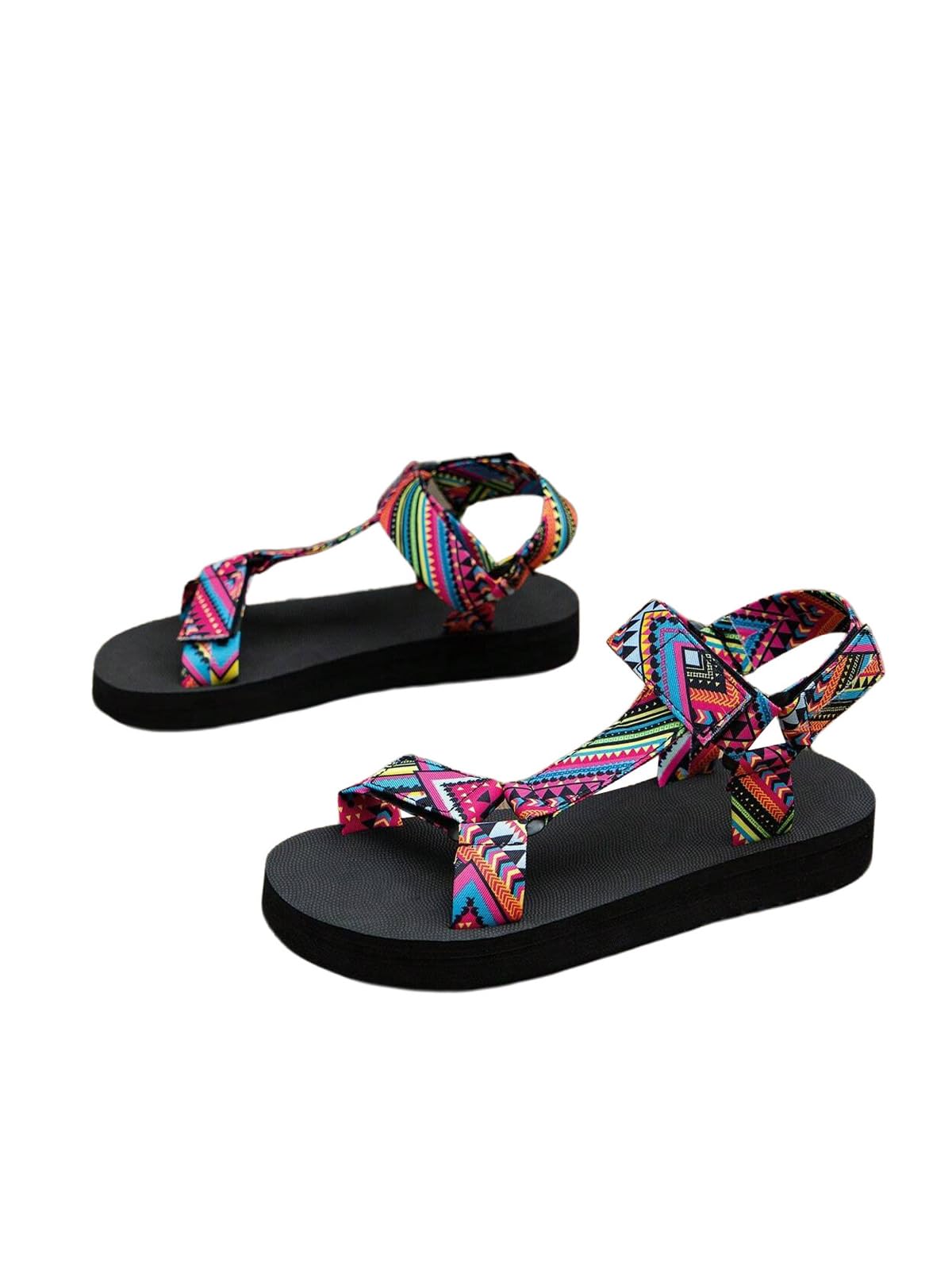 GORGLITTER Women's Sport Sandals Geo Print Walking Sandals Arch Support Hiking Sandals