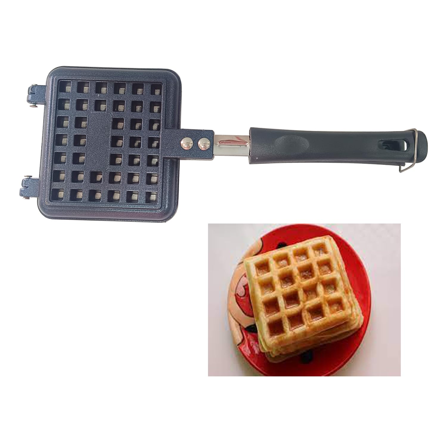 G & D Nonstick Waffle Maker Pan, Aluminum, 13 in L x 5.5 in W x 1.2 in H, True Nonstick Coating