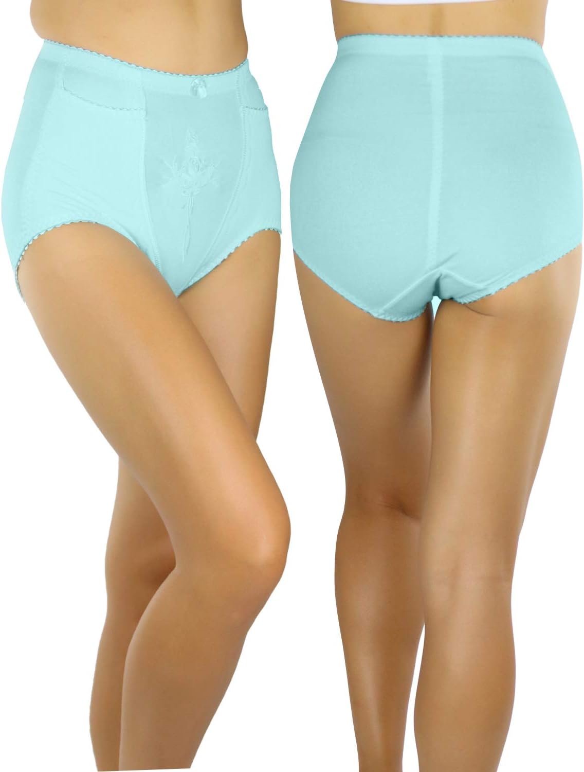 ToBeInStyle Women's 6 Pack High Waist Concealed Slit Pockets Elegant Print Girdle Briefs