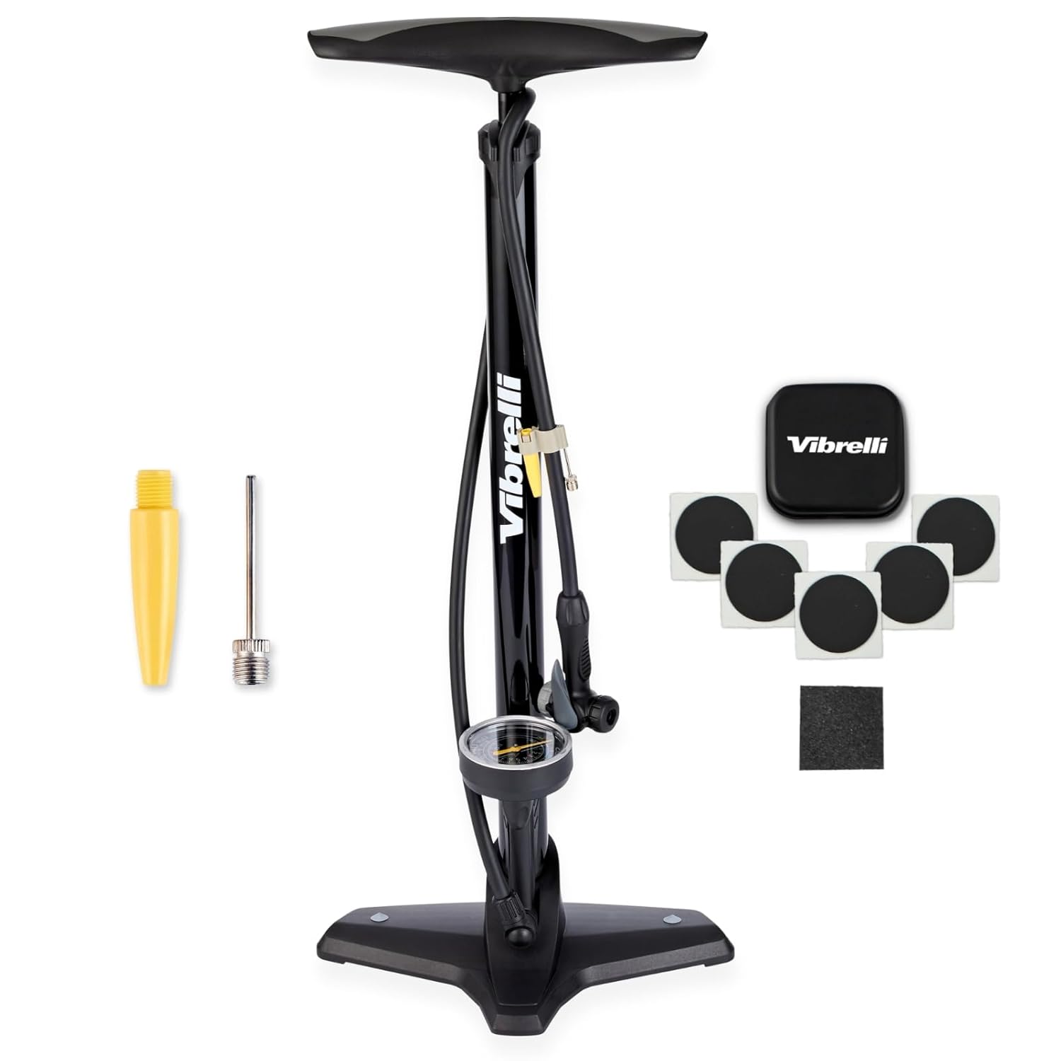 Vibrelli Bike Floor Pump with Gauge High Pressure 160 PSI Presta