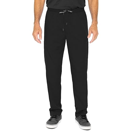 Med Couture Men's Straight Leg Scrub Pant with Zip Fly Front, 6 Pockets, and Elastic Waistband - MC7779