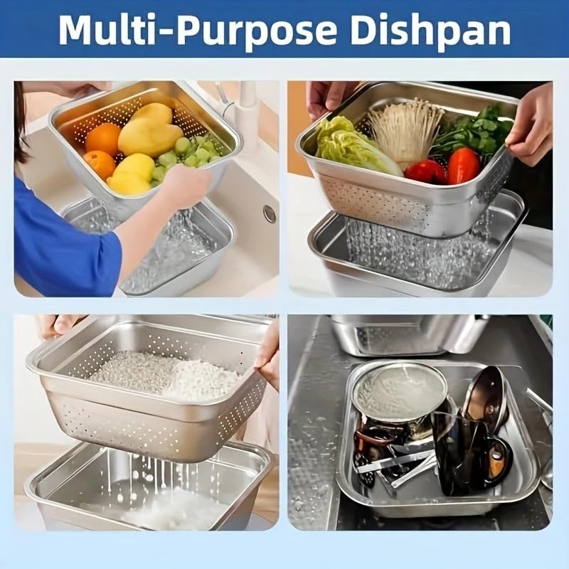 2pc Cestino di Scarico in Acciaio Inox Colino Rotondo Riso Setaccio for la Pulizia Frutta Verdura Lavaggio Bacino Filtro Utensili da Cucina per Cucina