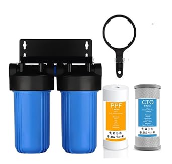 Water Filter System, 2-Stage Whole House Water Filtration System, With Sediment CTOChlorine, Taste, And Odor Filter, 1" Inlet/OutletWater Filtration