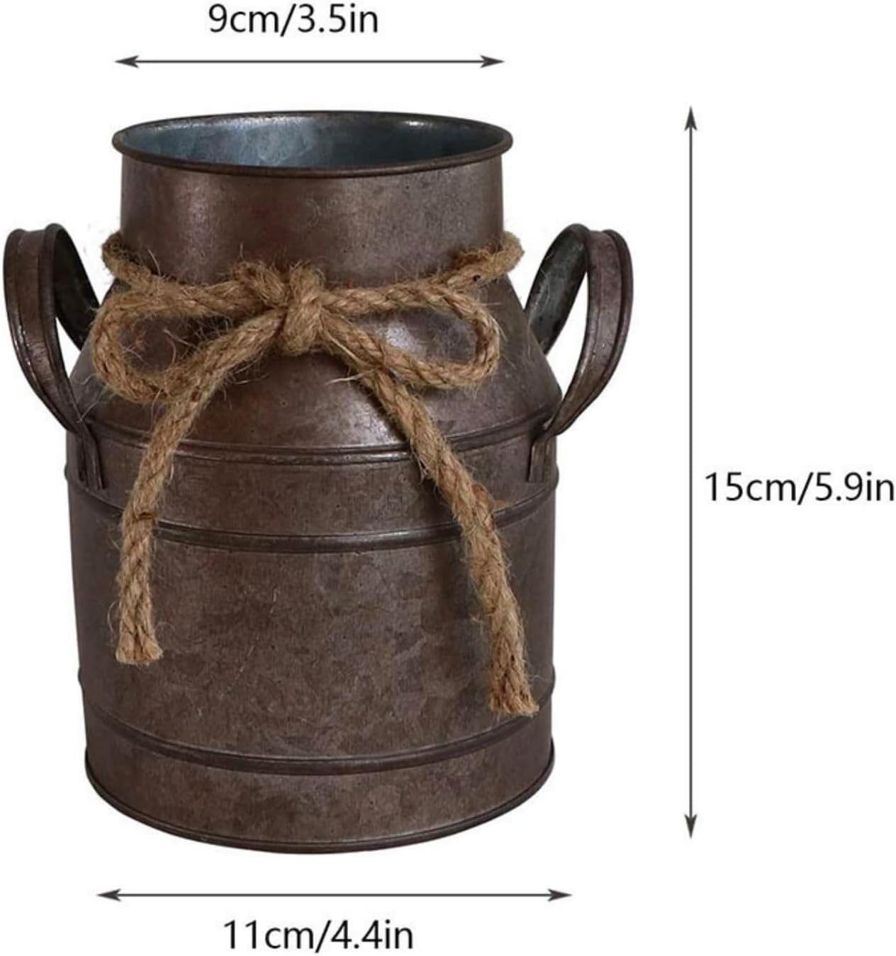 Primitive Distressed Iron Vase Bucket,Shabby Chic Classy Designed Metal Vase,Vintage Rustic Antique Decorative Flower Vase for Birthday Gift,Home Decor,Wedding,Party(5.5" L x 3.5" W x 5.9" H) - Image 7