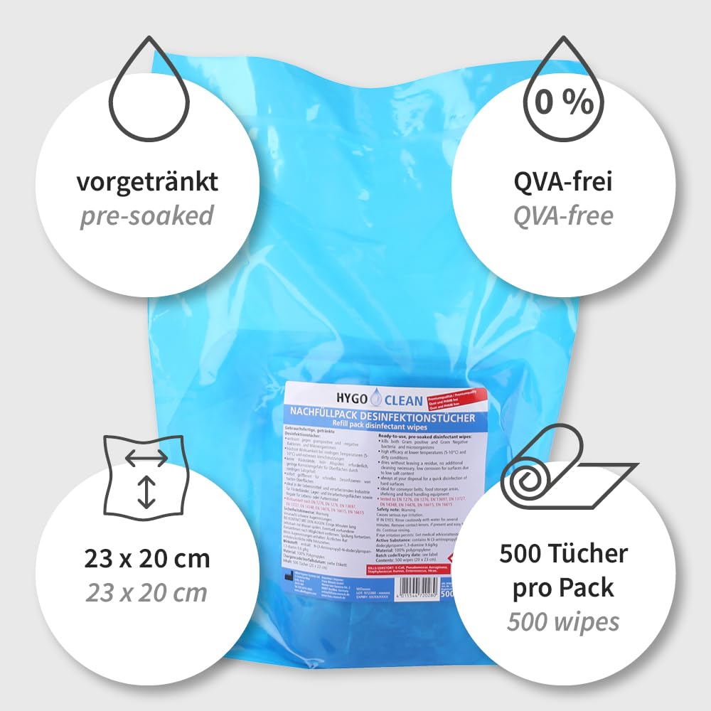 3x500 Stk Desinfektionstücher, FRANZ MENSCH, Spenderdose, blau, alkoholfrei | Nachfüllpack, PP, 20 x 23,5cm, Schnell-Desinfektionstücher, Reinigungstücher, surface wipes, Hygiene, Flächenreinigung