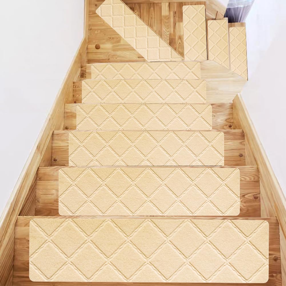 DFrywdgSEY Stair mats, set of 7, rectangular stair carpet, non-slip, modern for children, elders, pets(C)
