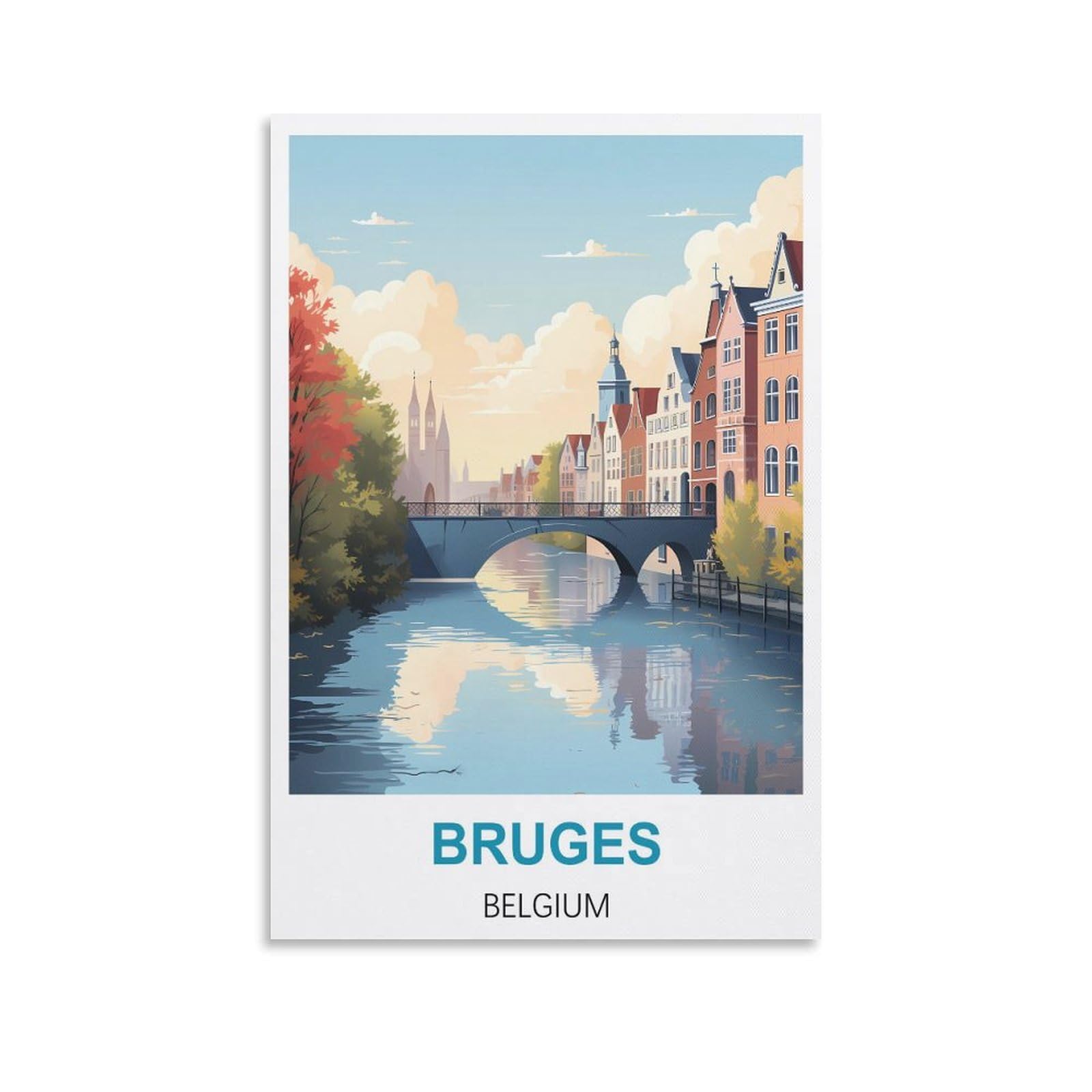 Metal Tin Sign,Bruges Belgium,Metal Wall Decorative Tin Signs for Home Kitchen Bar Coffee Shop Club Orchard Decoration 30x30cm