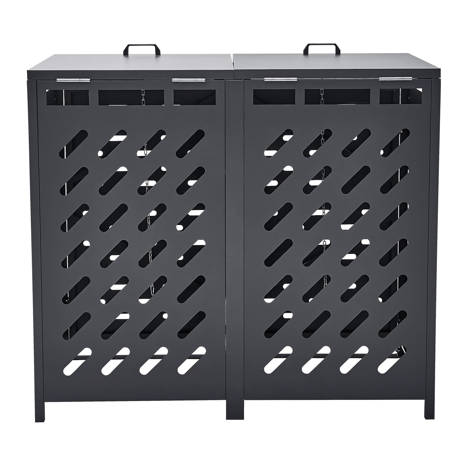 VEVOR Abri pour poubelles, 2 x 240 L, Rangement pour poubelles Horizontal, avec Couvercle à chaîne, boîte de Rangement à poubelles d'extérieur, étanche et verrouillable, pour Jardin, Cour et terrasse