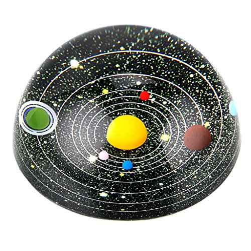 OwnMy Solar System Ball 3 Inch Half Crystal Glass Ball Sphere Decorative Art Paperweight - Best Gift and Home Decor (Black)
