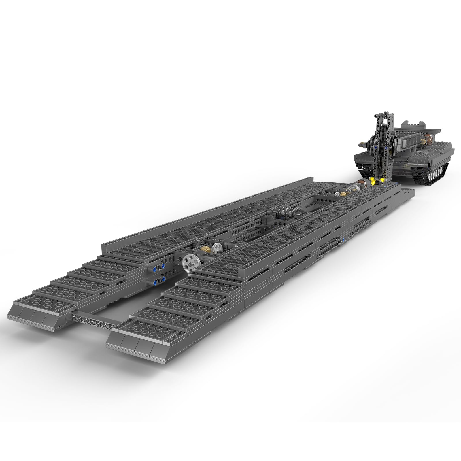 Mould King 20029 Technik Panzerbrückenbaufahrzeug Bausteine Modell, 1759 Teile Ferngesteuert Transporter Tank Konstruktionsspielzeug Klemmbausteine Bausatz für Erwachsene und Kinder