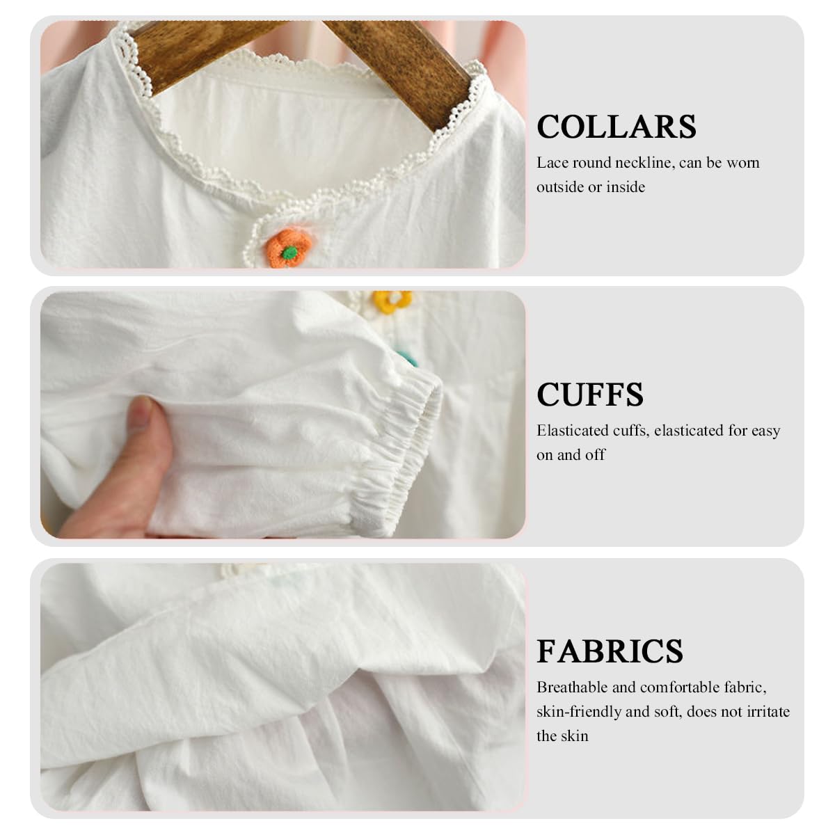 Baby Kleinkind Mädchen Weiß Blusen 100% Baumwolle Rundhals Langarm Shirt Oberteil Gr. 68/74/80/92/104/110 Kinder Niedliches Rüschen Tops für Mädchen 6 Monate-5 Jahre Frühling und Sommer