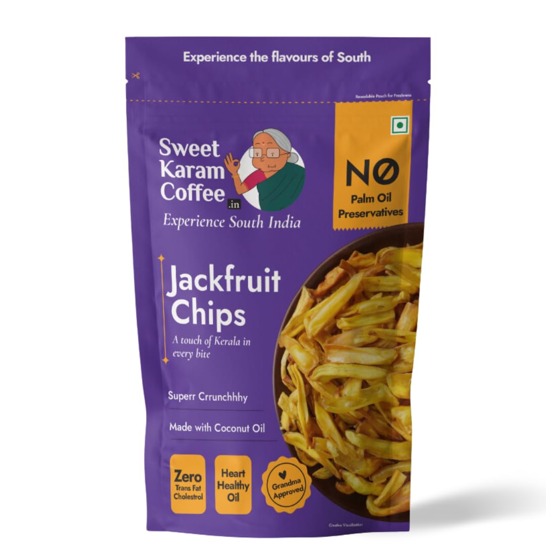 Sweet Karam Coffee Jackfruit Chips | 180 Grams | Ready-to-Eat Fresh Jack Fruit Chips | South Indian Snacks with authentic taste of Kerala | 100% Coconut Oil | No Palm Oil & No Preservatives