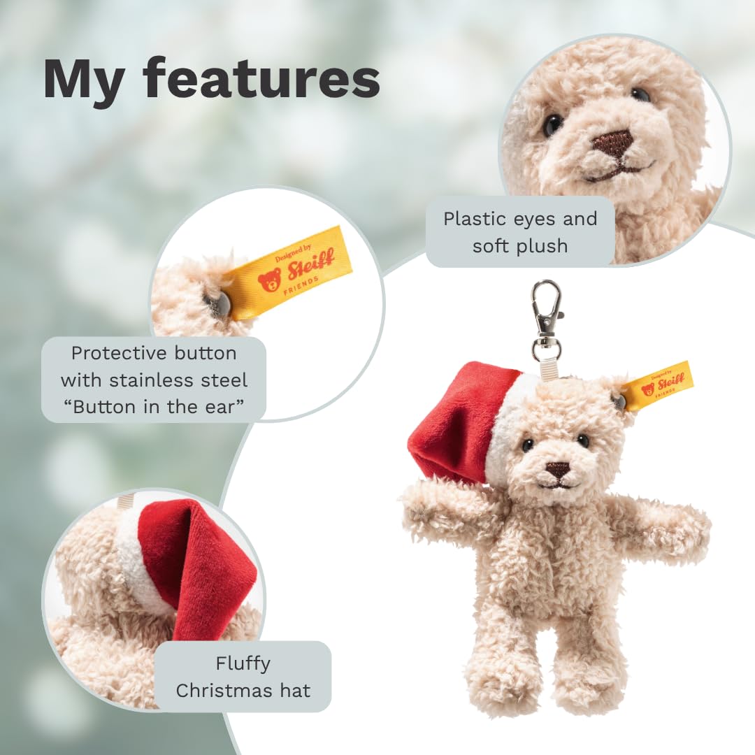Steiff Cuddly Toy Cosy Christmas Pendant Ben Teddy Bear, Cute Stuffed Toy, Children, Boys & Girls, Friends, 12 cm, Beige, 112607 - Image 3