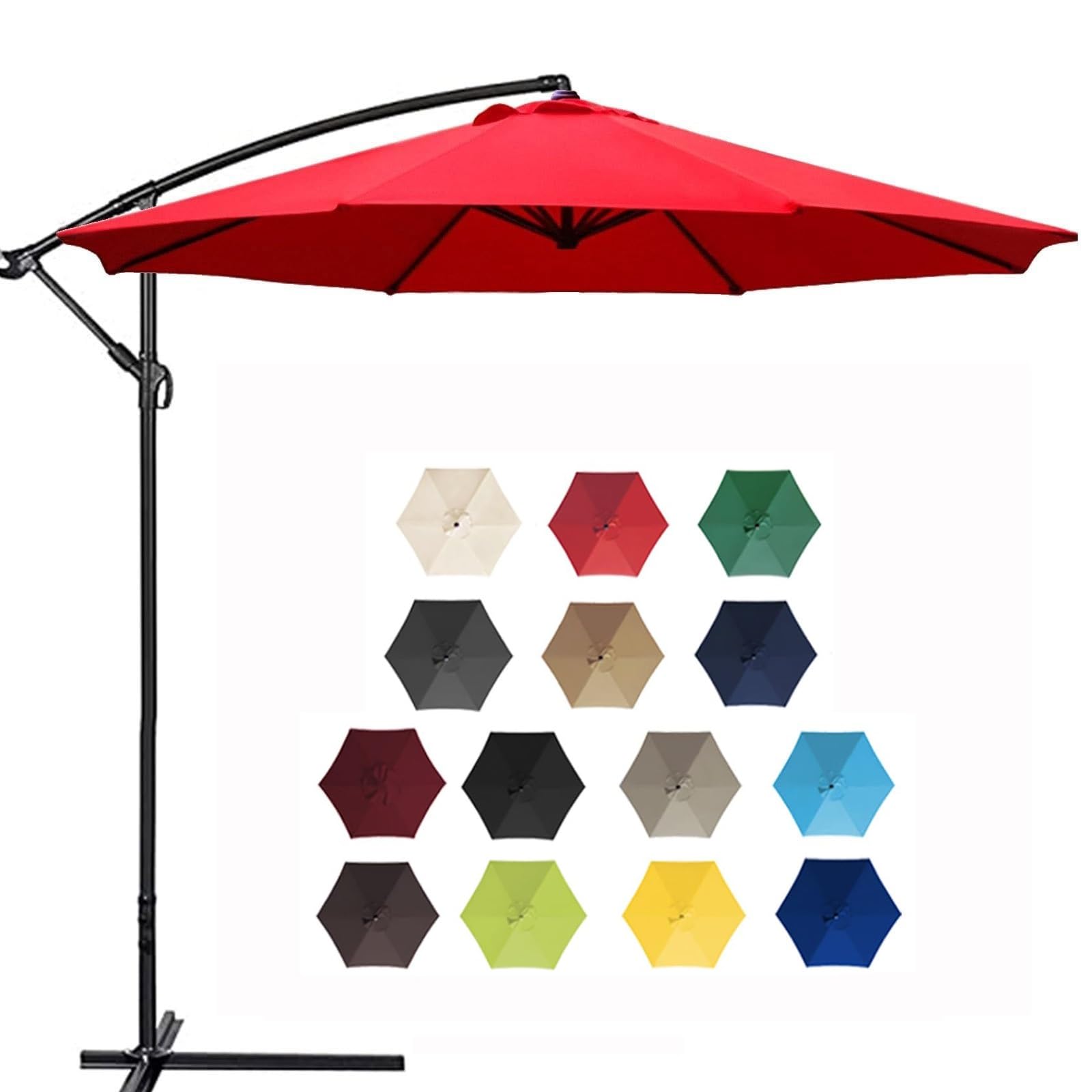 HAOKKV Replacement Parasol, replacement parasol cover 2.0m/2.7m/3.0m+6 Arms replacement parasol fabric cover for Garden Umbrella(Bright red,3.0m/9.8ft)