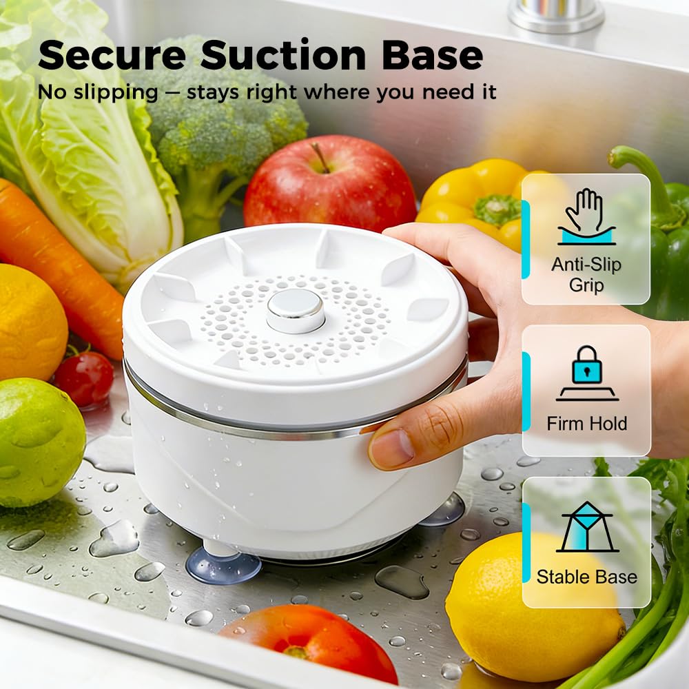 2026 New Fruit and Vegetable Washing Machine, Countertop Fruit Washing Machine, Electric Vegetable Cleaner, Device Waterproof, for Fruits, Suitable for Use in the Kitchen (1PCS) - 2