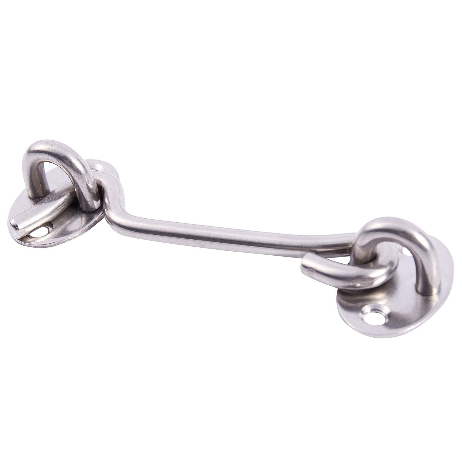 NVSFZGIYG 1set Stainless Steel Cabin Hook Eye Shed Gate Door Latch Silent Holder Silver, 4inch Button