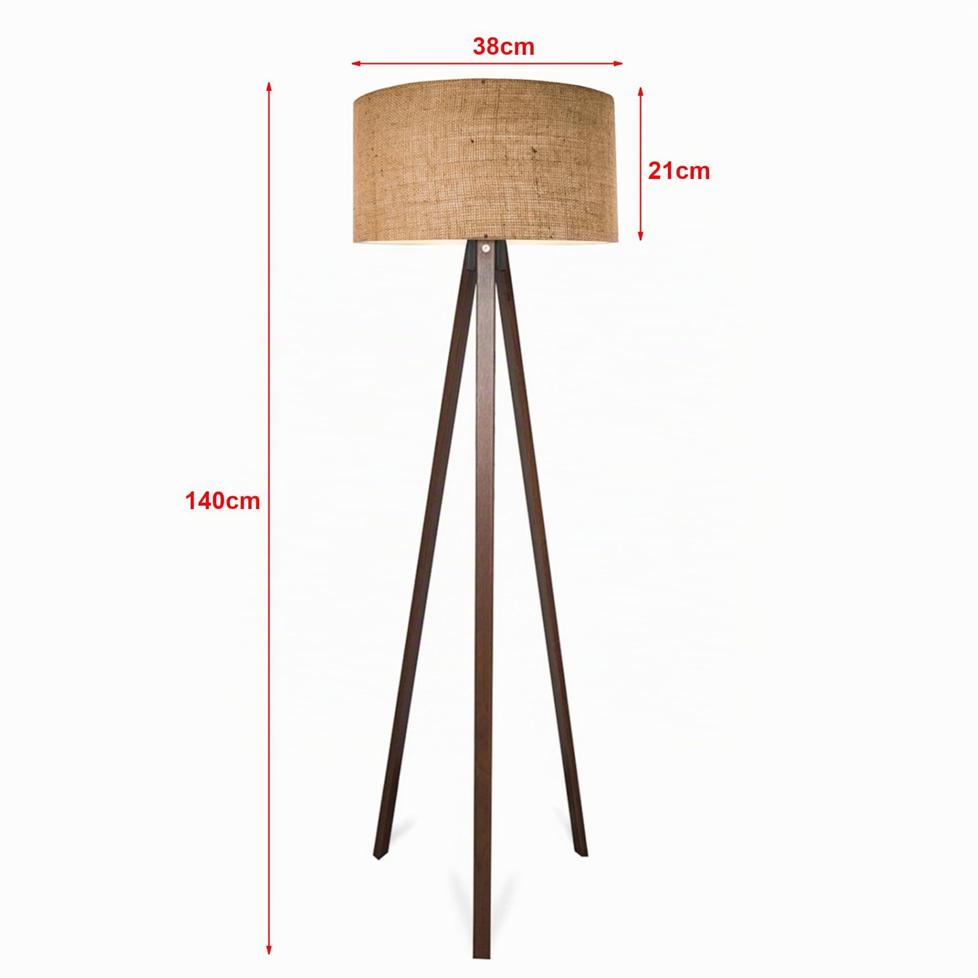 lux.pro Lampada da Terra a Treppiede Alta 140 cm Piantana Tripode con Paralume Cilindrico Design Moderno per Soggiorno Camera da Letto Angolo Lettura - Marrone