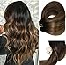 Produktbild Clip in extensions echthaar Verdicken Brasilianisches Haar 120g Natürliche Schwarz Kastanienbraun Highlight Schwarz Vollkopf Seidig Gerade 100% Menschliches Haar Clip In Hair Extensions 35 CM