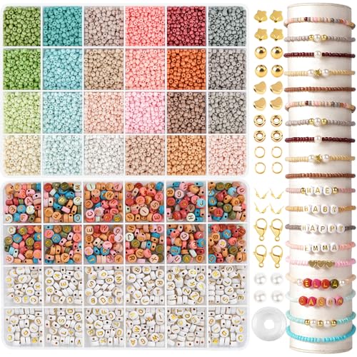 HOLDLEAF Perlen für Armbänder Kinder,3mm Perlen Zum Auffädeln armbänder selber machen,Geburtstagsgeschenke Spielzeug für Kinder Mädchen Alter 6-12