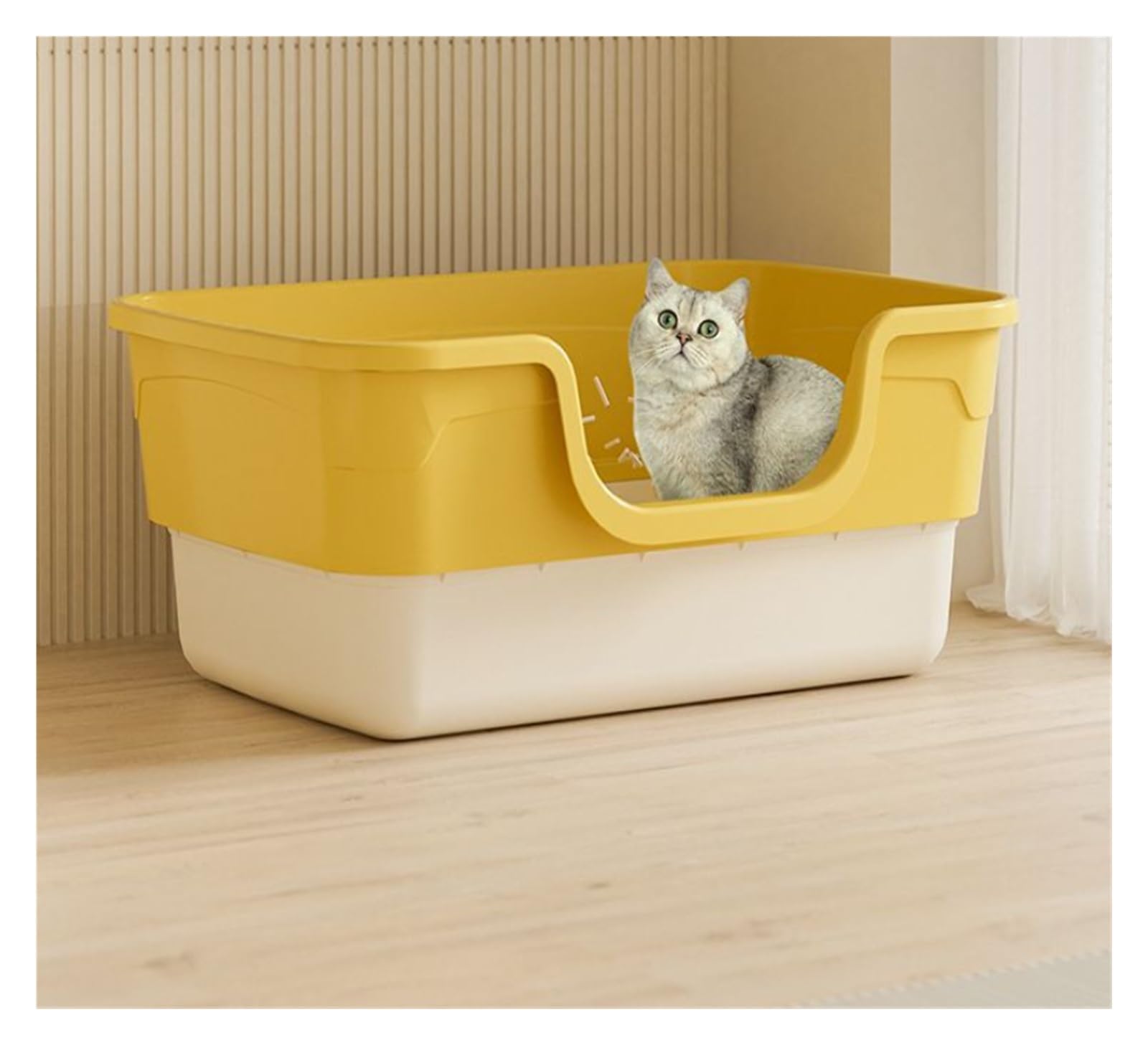 autopulente Lettiera for gatti grande con lettiera for gatti sui lati alti Toilette for animali antispruzzo Facile da pulire, for interni grande(Grey)