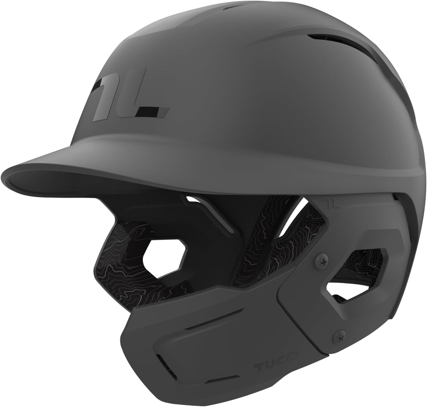 TUCCI Potenza Batting Helmet with Jaw Flap, S/M, Matte Gray, Right-Handed Hitter