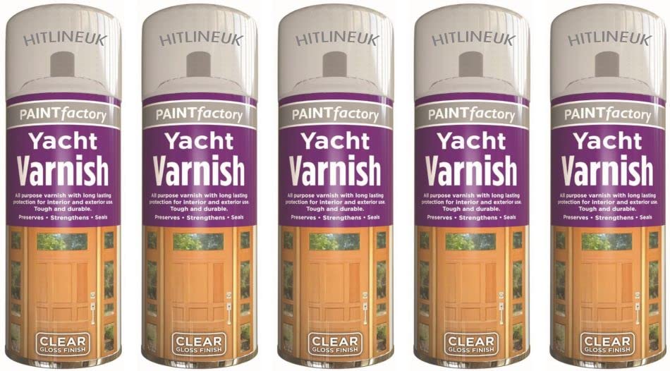 5 x Wood Varnish Yacht Varnish 250ML - Professional Gloss Finish Spray Wood Varnish Color Paint All Purpose