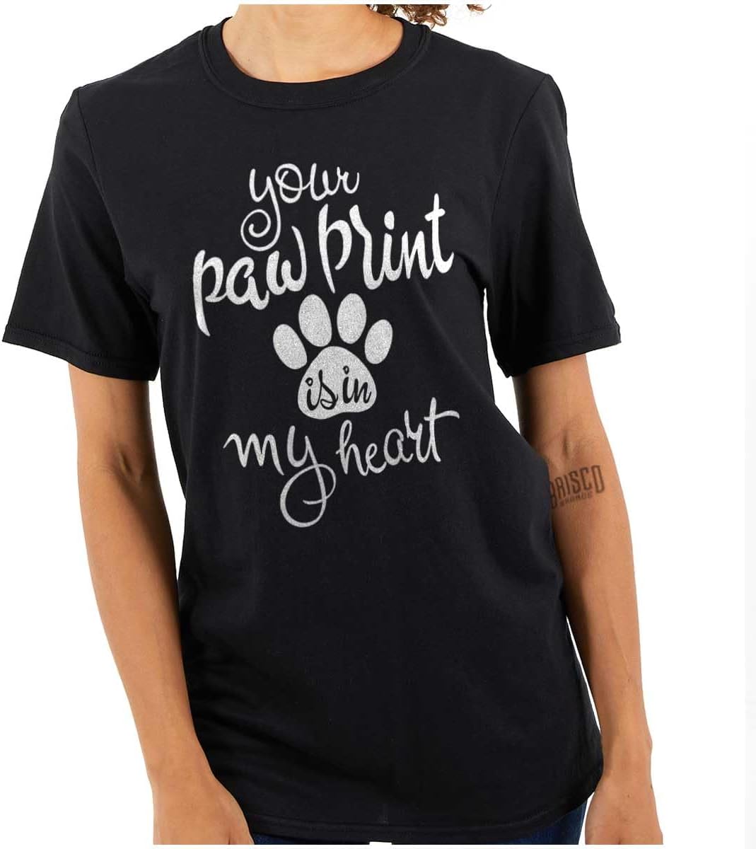 Paw Print in My Heart Cute Pet Owner Womens Graphic T Shirt Tees