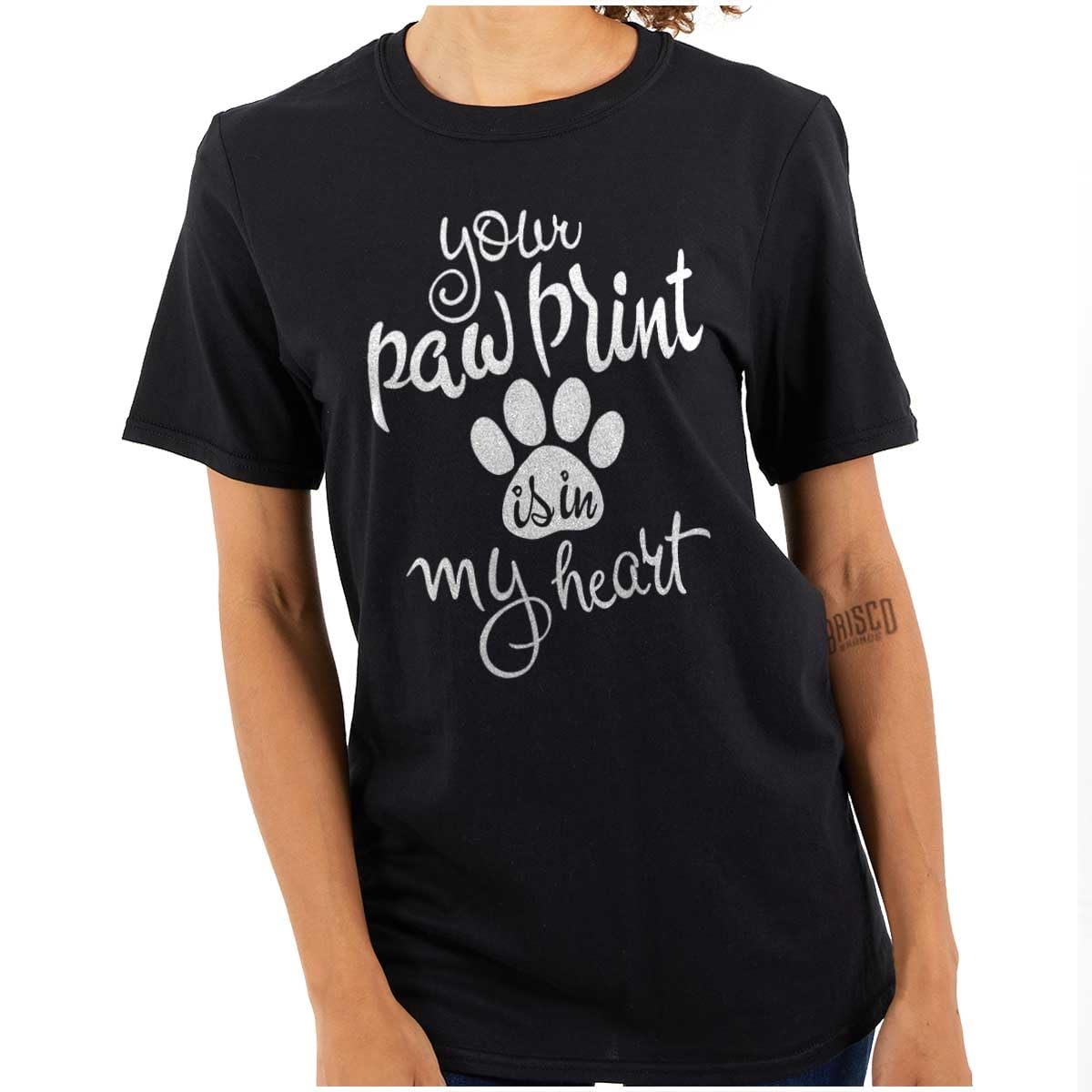 Paw Print in My Heart Cute Pet Owner Womens Graphic T Shirt Tees