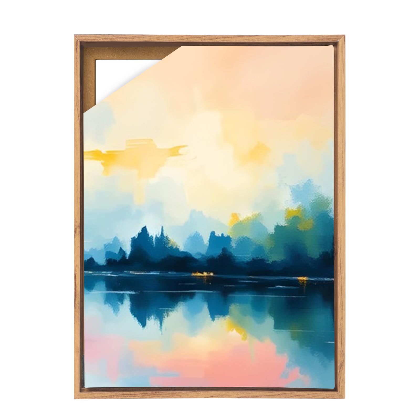 Floater Frame 50x70cm, Depth Effect MDF Picture Frame for Paints, Photo, Pre-drilled Holes DIY Canvas Frames Set for Gallery, Bedroom (Oak, 50x70cm)
