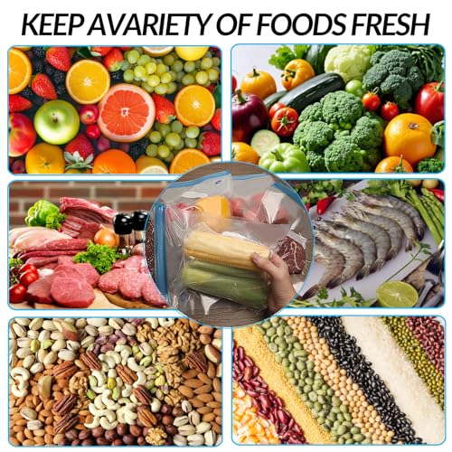 Image of Sous Vide Bags 28Pcs, BPA Free Reusable, with Air Valve, Double-Layered Food Storage for Cooking, Food Storage, and Microwave Heating. 3 Size 21 Vacuum Zipper Bags, 2 Seal Clips, and 5 Air Valves.
