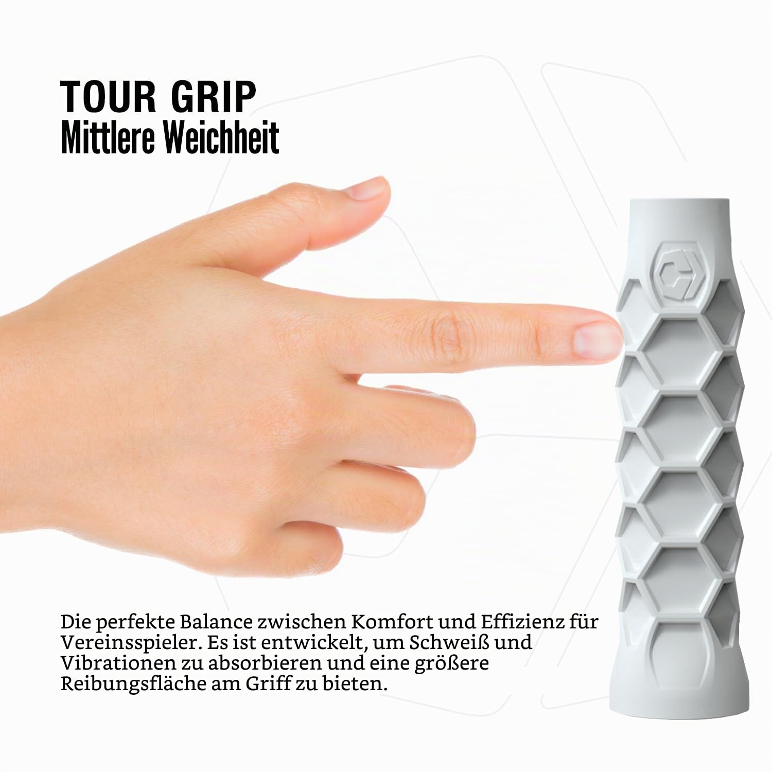 Hesacore Padel-Tour-Griff, bequemer Padel-Griff – hilft beim Tennisarm, erhöht die Griffkraft, weniger Vibrationen, Fingerunterstützung, hilft schwitzenden Händen – perfekt für Padelclub-Spieler