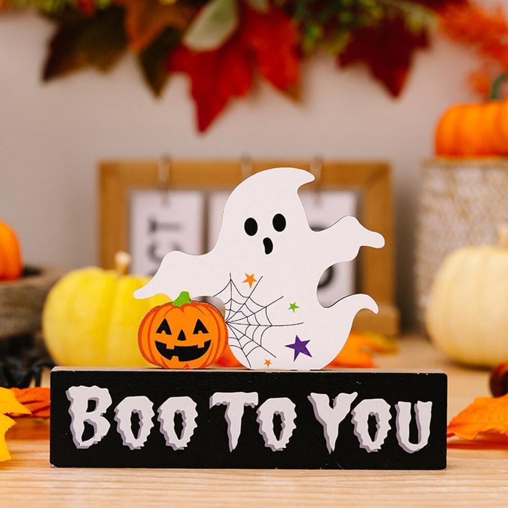 Décoration Table Halloween Maison Hantée En Bois Articulée - 7,5 Pouces Glitzhome