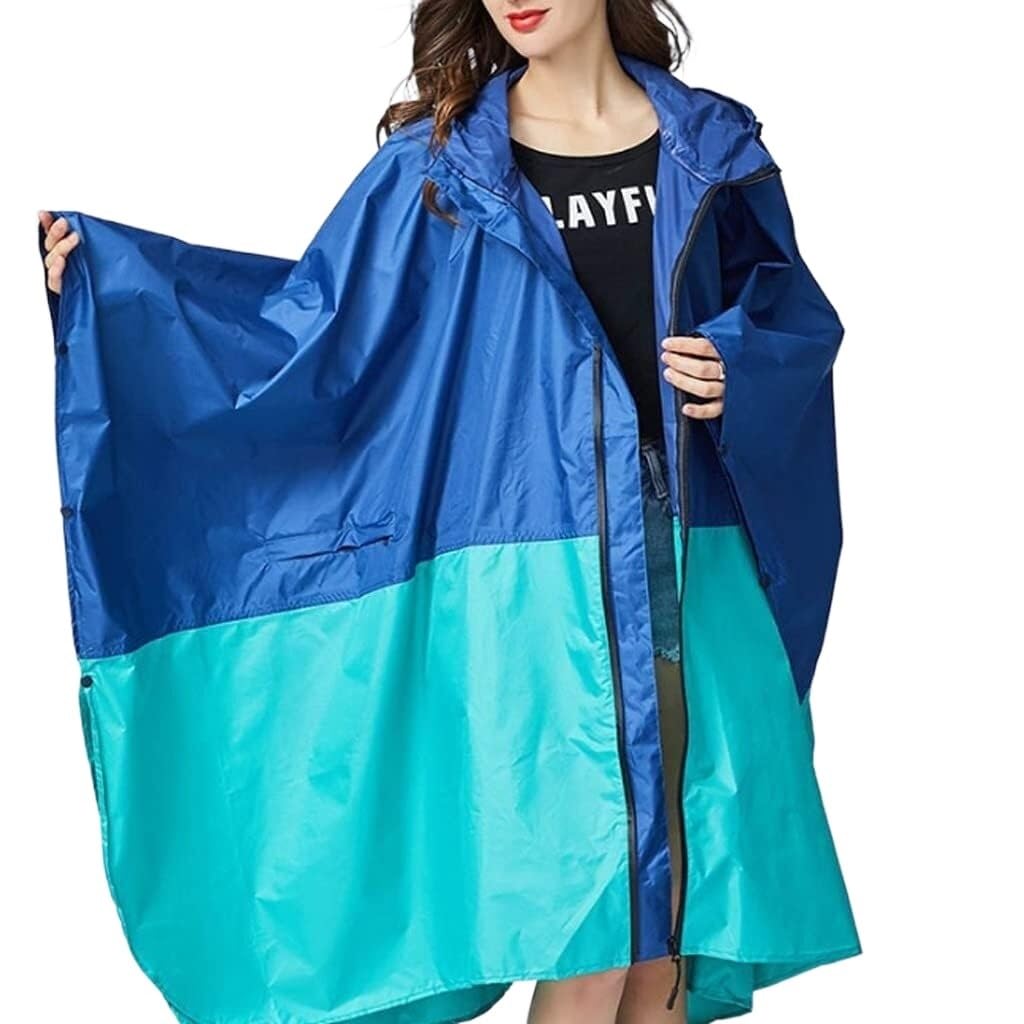Chubasquero Poncho Impermeable Ligero para Adultos, Reutilizable, para Mujeres Y Hombres, con Capucha Ponchos De Lluvia Impermeables(Blue)